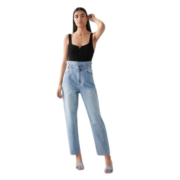 & OTHER STORIES - Elastic High Paperbag Waist Baggy Jeans Sz 27 - Picture 1 of 12